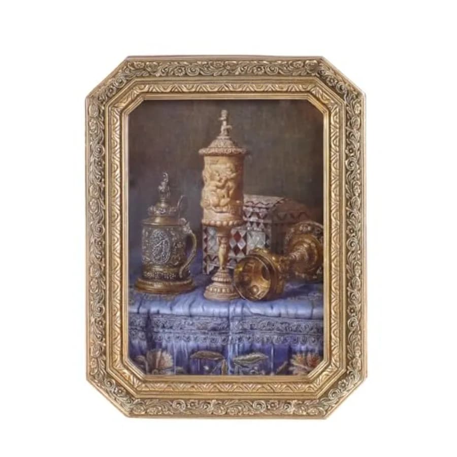 Vintage Picture Frames 5x7 Octagon Bronze Antique Ornate Picture Frames for Tabletop and Wall Mount with Glass Front Retro Home