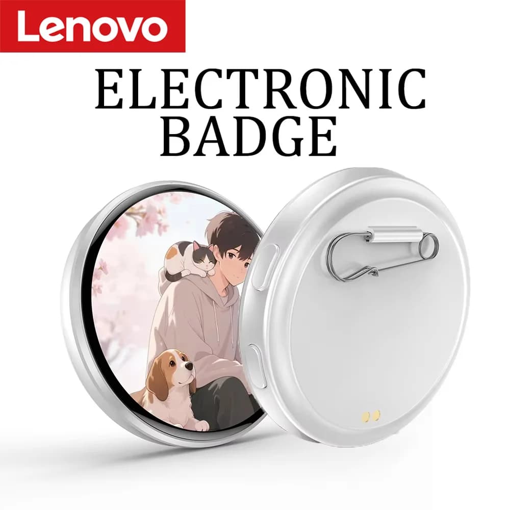 Lenovo HD Screen Smart Dynamic E-badge Electronic Digital Badge Transfer Photos GIFs Animations and Videos for Otaku Fans Gift