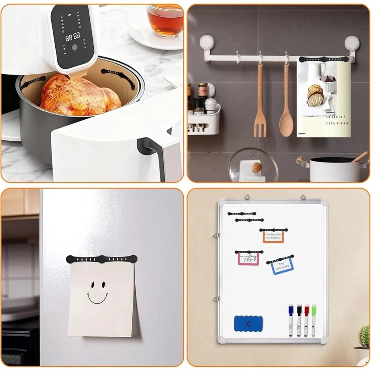 (ABUB) 8 Pezzi Fibbie Magnetiche in Silicone per Friggitrice ad Aria, per Fissare il Carta Forno in Friggitrice ad Aria