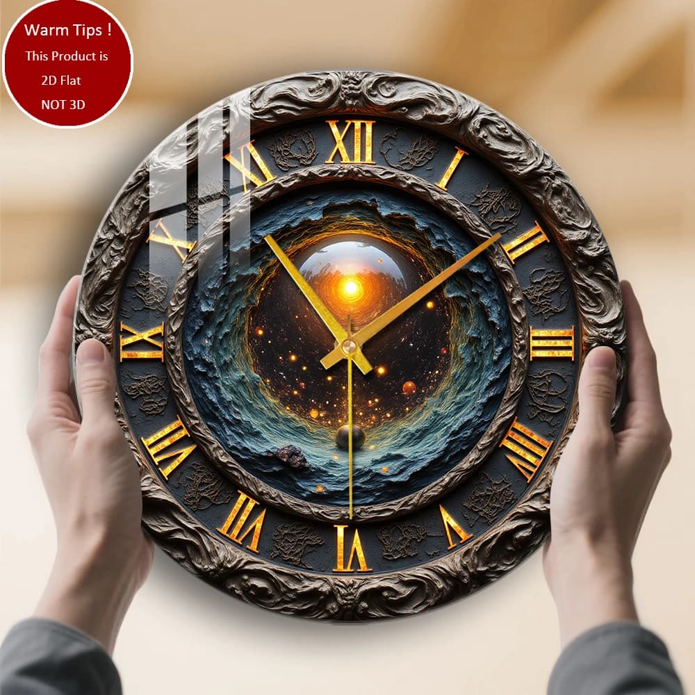Tempered glass wall clock Ancient clock with cosmic ball suitable for wall decorations or table display anywhere