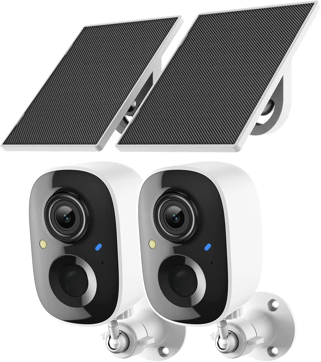 Solar Security Camera Wireless 2K for External with Motion Detection, Night Vision Color, Audio Bidirectional, Waterproof IP65, Pack of 2