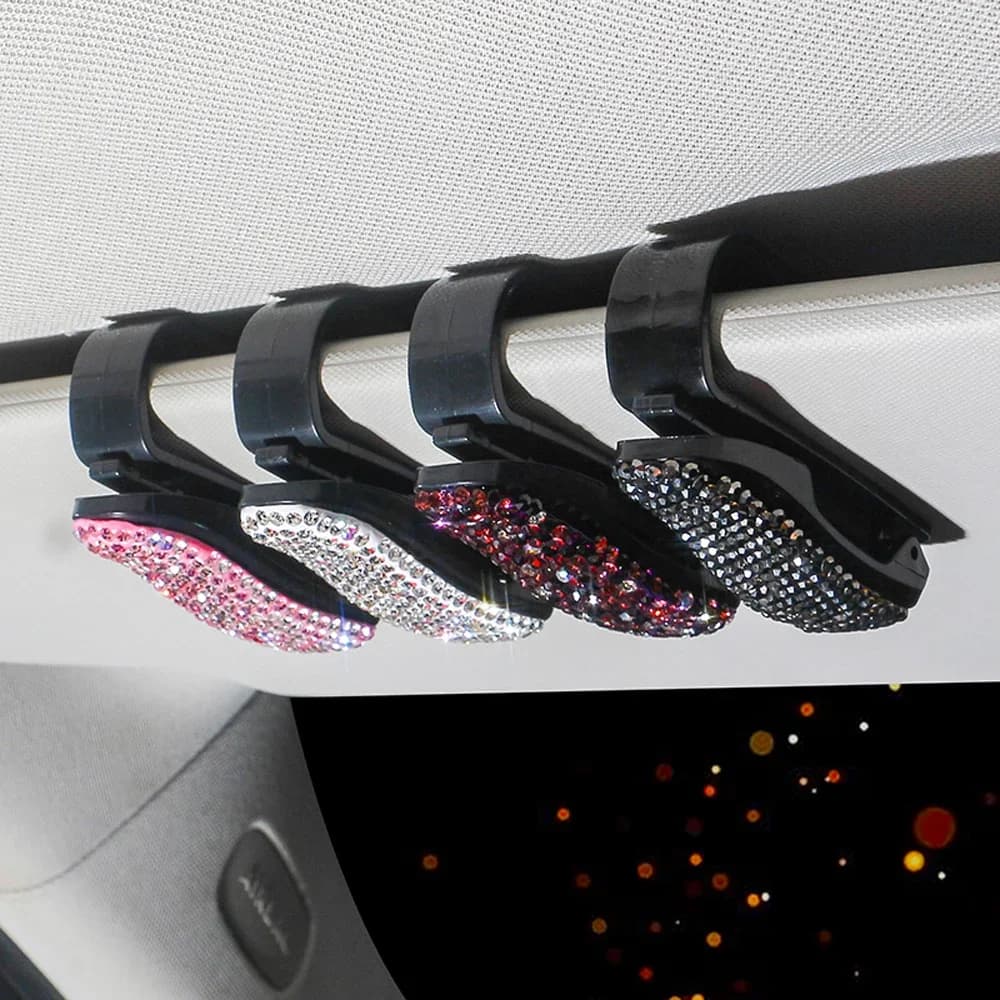 Visiera parasole per Auto supporto per Clip per occhiali Crystal Auto occhiali da vista occhiali da sole Clip Organizer biglietto documento occhiali accessori per Auto