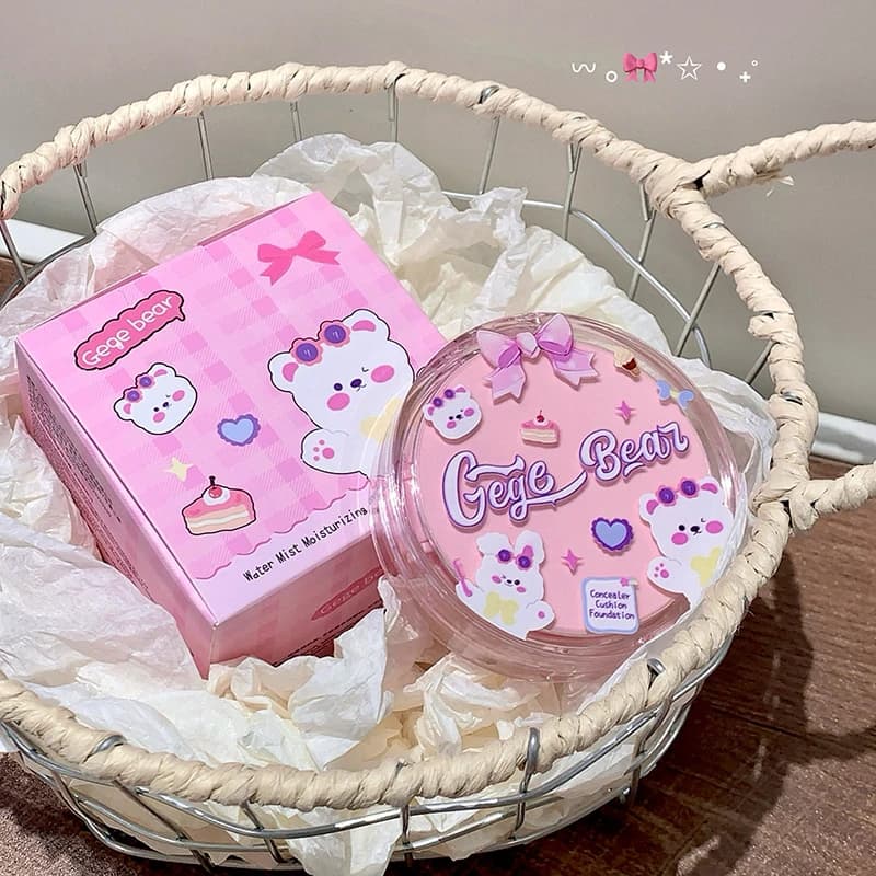 Gege Bear Concealer Cushion With Refill - Water Mist Hydrating Dewy Nude Youthful Glow $Under 10 | Student-Friendly Chinese Make