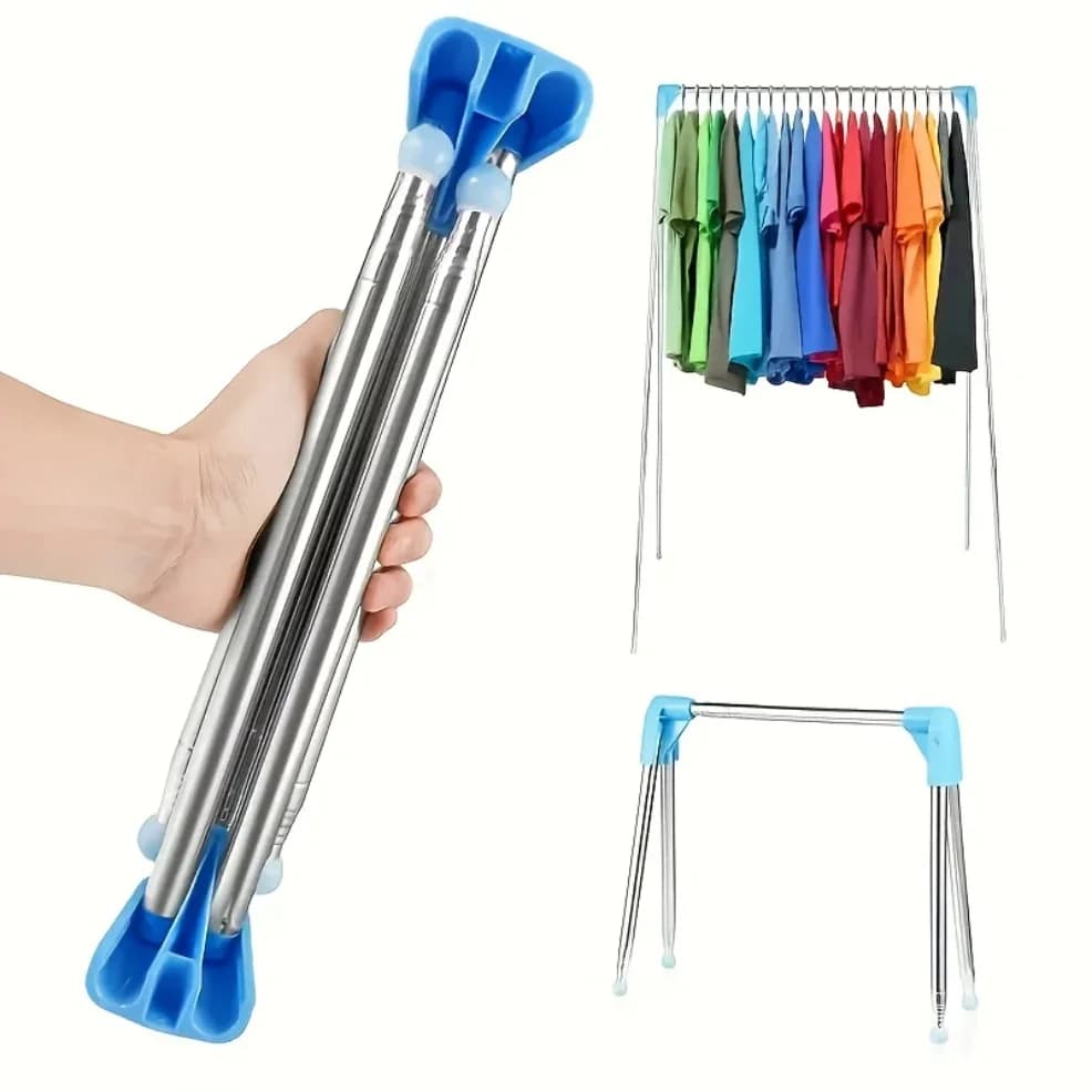 Multifunctional portable hanger Foldable metal shelf, suitable for home, laundry, camping and travel