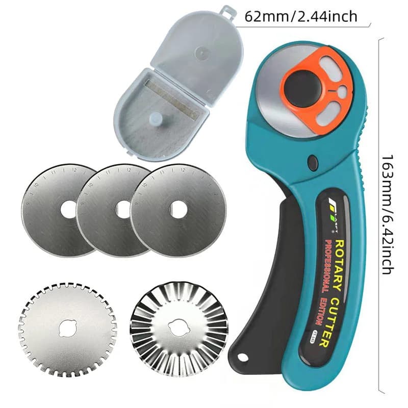 Macchina da taglio rotativa da 45 mm, lame di ricambio 5/10/6, clip per cucito e pennarelli per tessuti per cuciture fai da te di tessuti e pelle