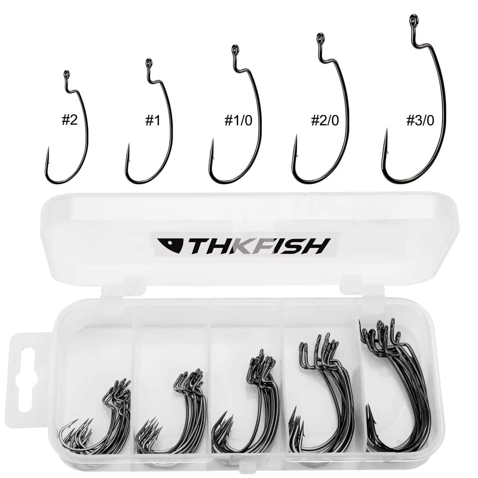 50 pcs Box Fishing hooks Set Jig Manovella Spindle Hook High Carbon Stainless Steel Large gap Offset Love fishing Soft worm Sea Hook Equipment