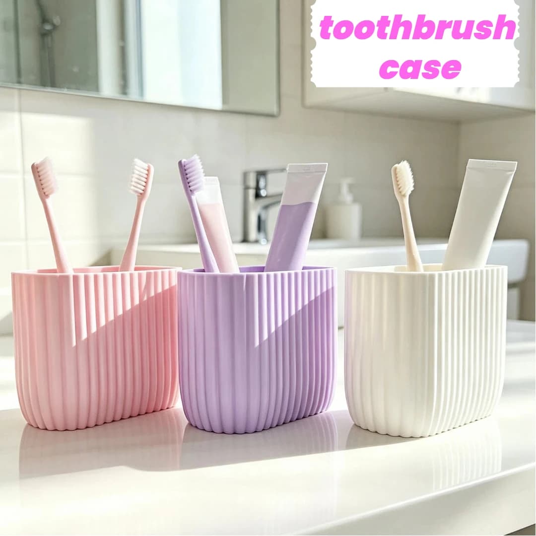 Cute Toothbrush Holder for Bathroom Counter, Divided Makeup Brush Storage Cup with Partition Rod, for Home Dorm Bathroom Decor