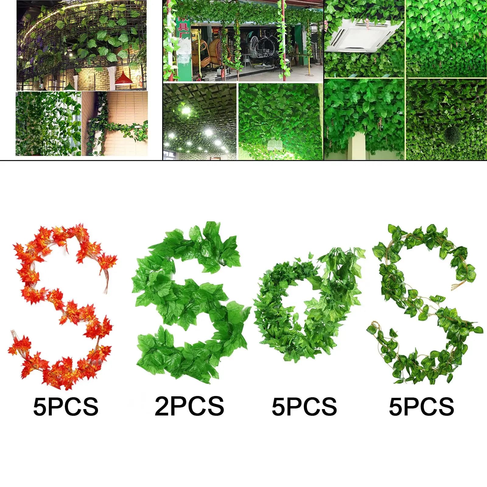 Suspended Plastic Artificial Sheets Green Plant Decoration Home and Garden Party Wedding Wall Decoration