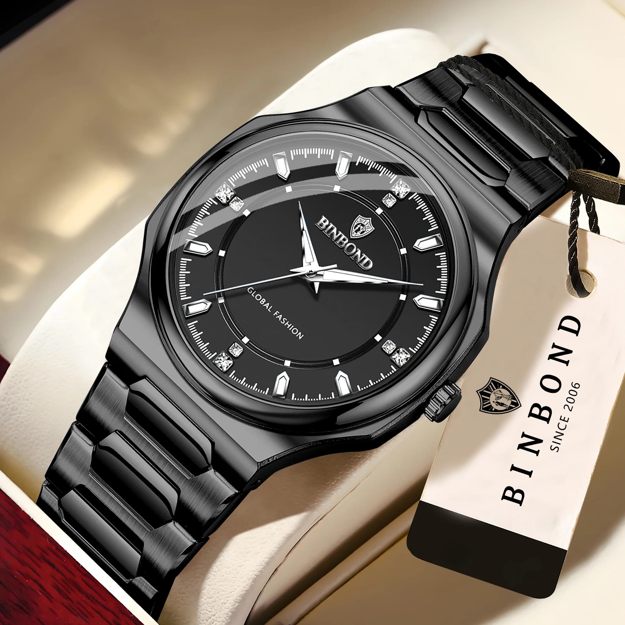 BINBOND Original Top Brand Men's Watches Luminous Waterproof Watch For Man Durable Stainless Steel Strap Luxury Reloj 2026 New