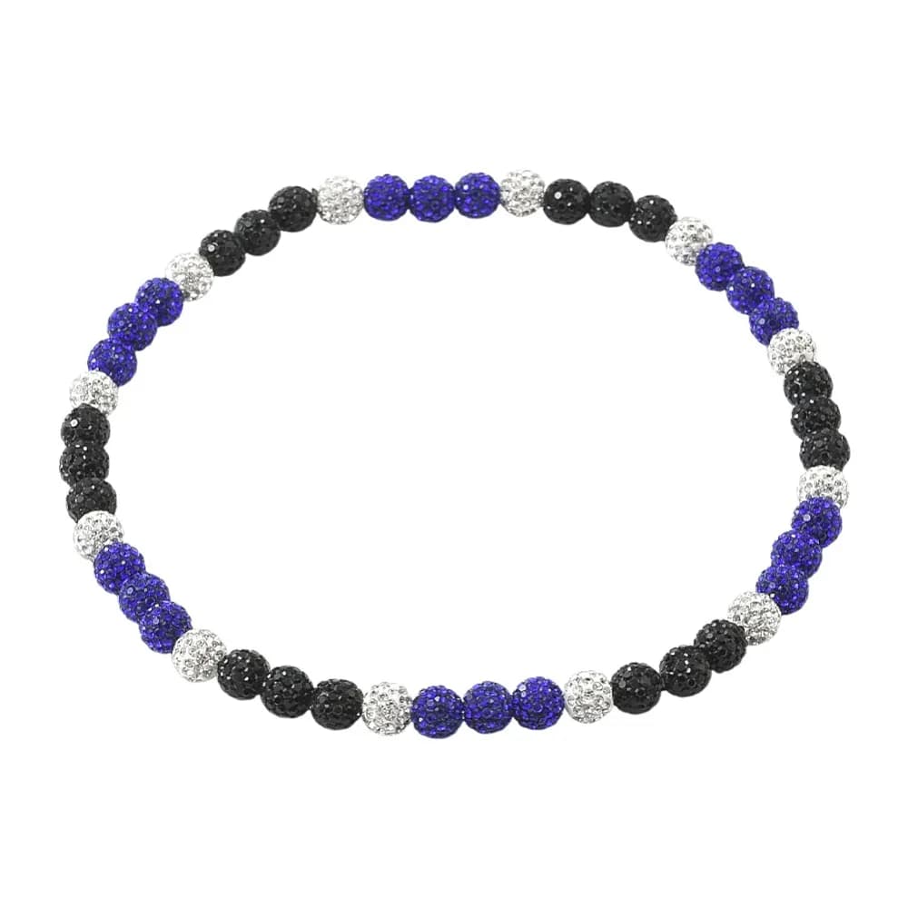 1Pc Polymer Clay Rhinestone Round Beaded Stretch Necklaces Capri Blue 17.72 inch(45cm)