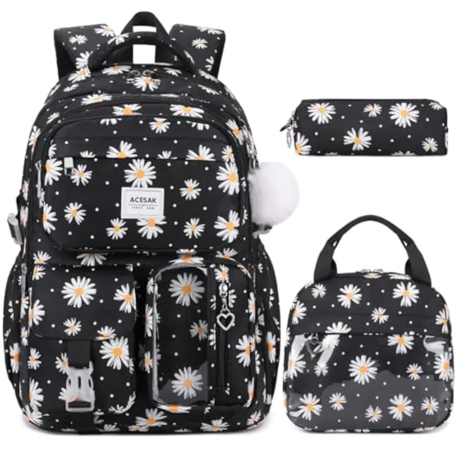 Zaino per Ragazze - Zaino per Ragazze con Borsa Termica e Astuccio per Laptop, Zaino per Donne, Scuola Elementare, Media e Superiore