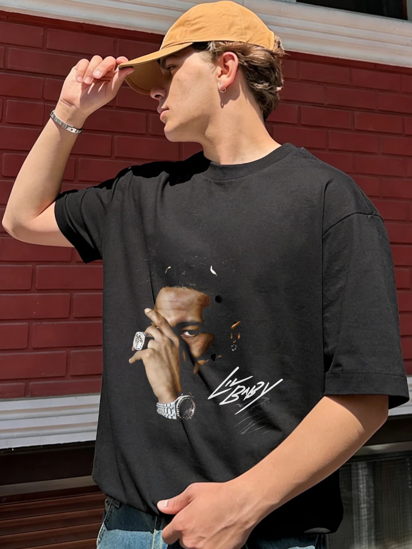 T-Shirt da Uomo Oversize in Cotone con Stampa Grafica, Collo Tondo, Manica Corta, Casual Estiva, Streetwear per Uomini