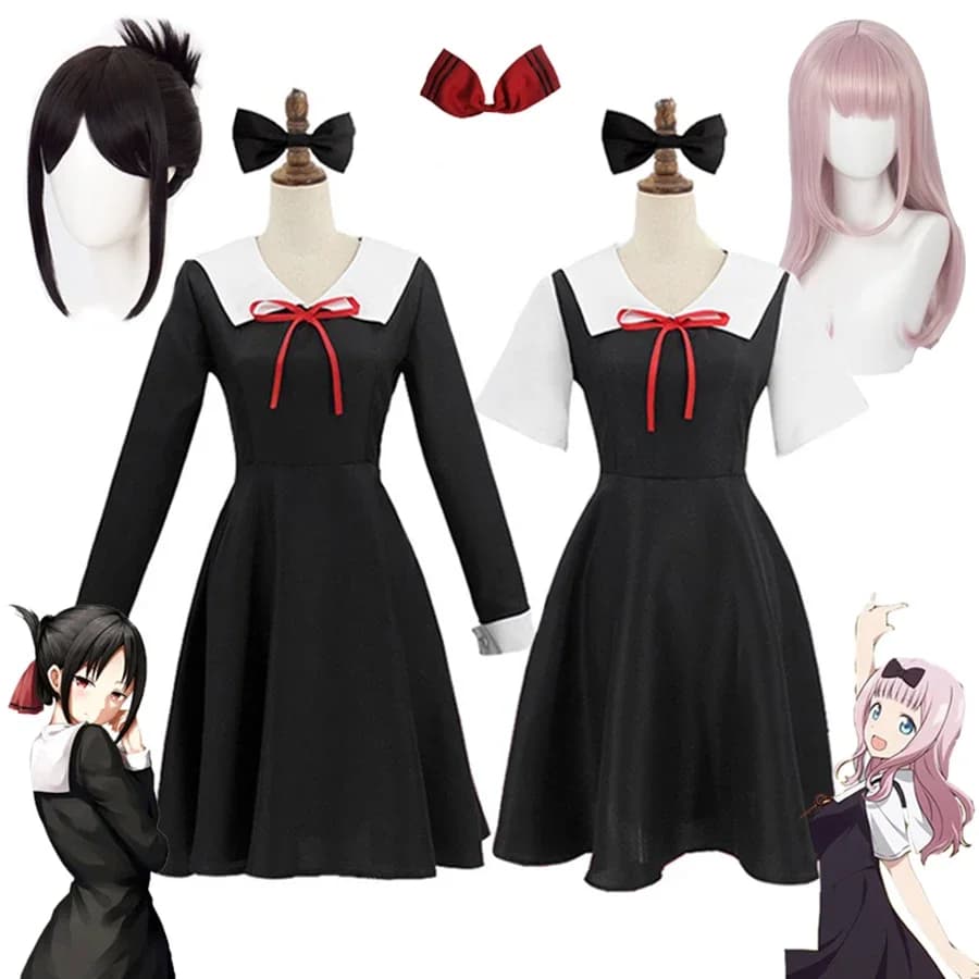 Costume Cosplay 'Love Is War' - Uniforme di Shinomiya Kaguya e Fujiwara Chika con Parrucca per Donne e Ragazze - Abito per Halloween