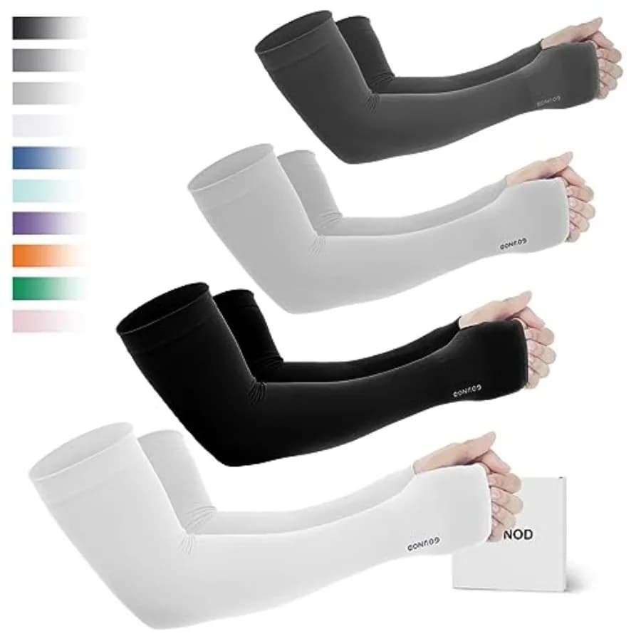 Sun Protection Cooling Arm Sleeves with Thumb Holes - Gardening Outdoors Sports Workouts Sunscreen Arm Sleeves