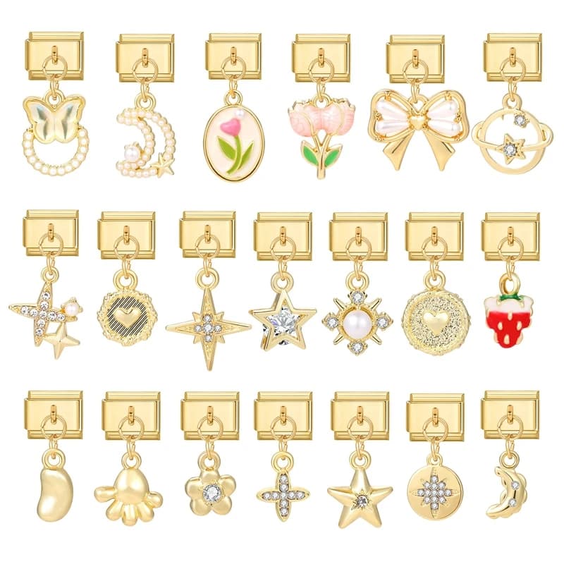 Moda in acciaio inox rosa margherita Shell chiave ciondolo cuore perline italiane misura 9mm braccialetto di fascino gioielli fai da te regalo di compleanno