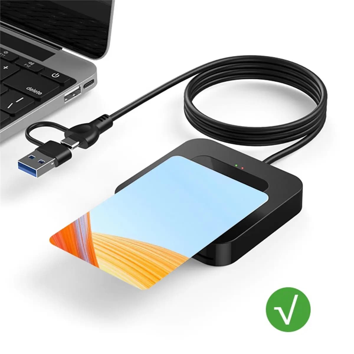 Lettore di Smart Card USB 2.0 2-in-1 bestbest con Contatto e NFC per Bancomat e Dichiarazione delle Rendite