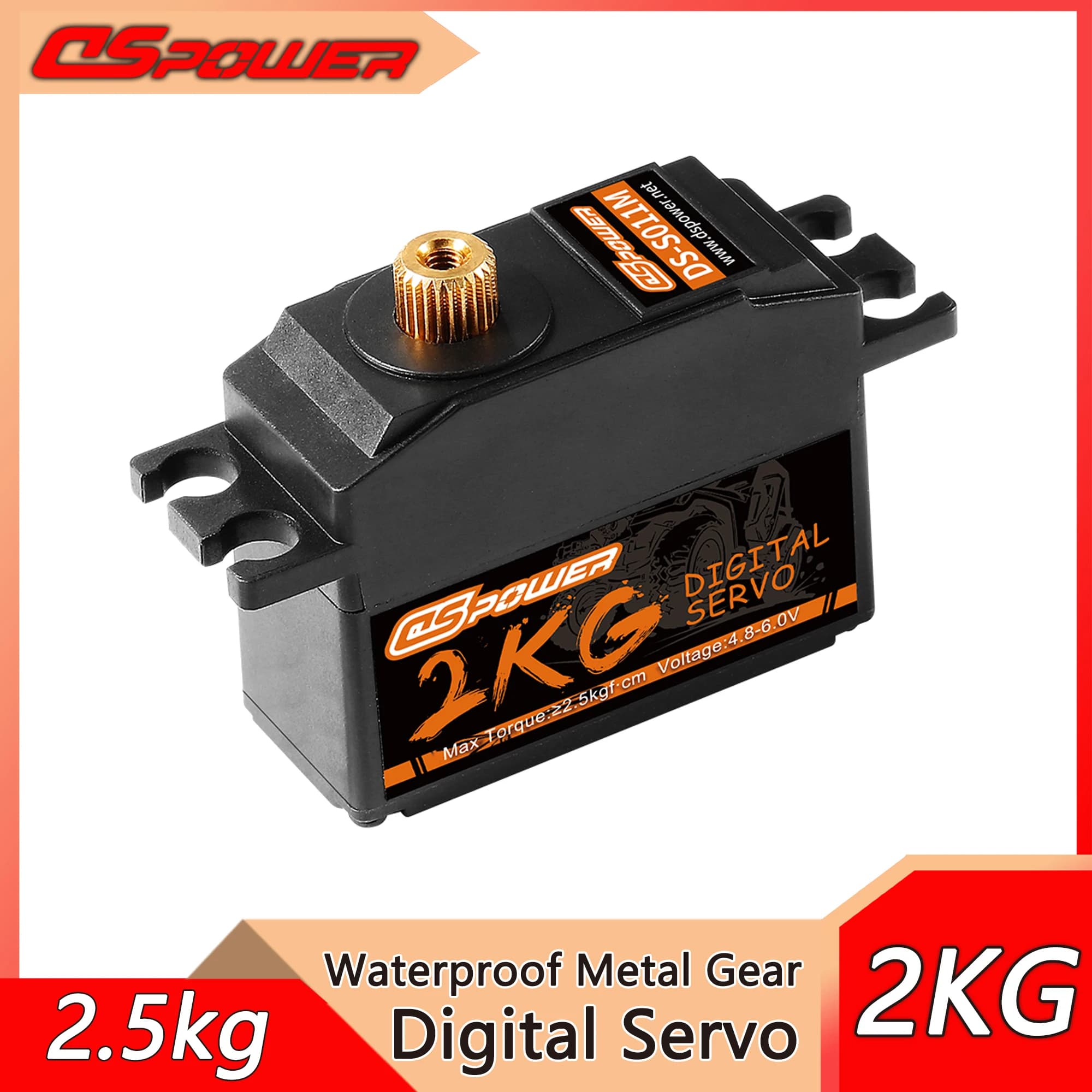 DSpower 2KG RC Servo Metal Gear Resistente alle intemperie Micro Servomotore digitale a basso profilo per RC Auto Aereo Barca Elicottero ad ala fissa