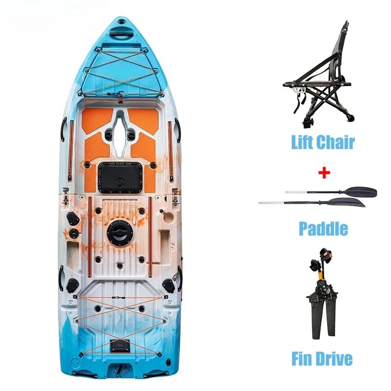 Kayak Impermeabile a 3 Moduli per 2 Persone con Sistema di Propulsione a Pagaia per Pesca, Sport all'Aperto e Touring