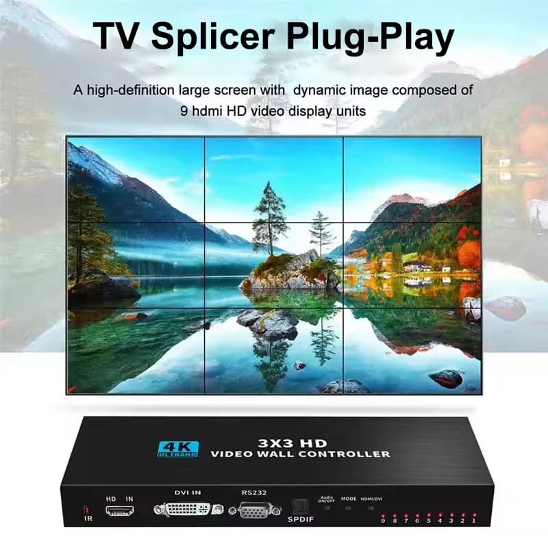 Controller per parete video HDMI 4K 3X3 2X3 2X2 Processore per parete video Processore multi schermo video Giuntatrice TV Display per giunzione parete TV