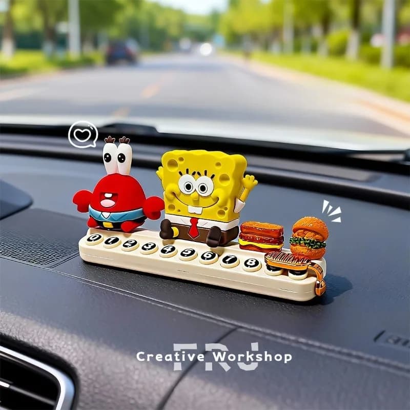 Nuovo Diffusore di Aromi per Auto a Forma di SpongeBob e Patrick Star, con Numero di Telefono, Decorazione per Cruscotto Kawaii
