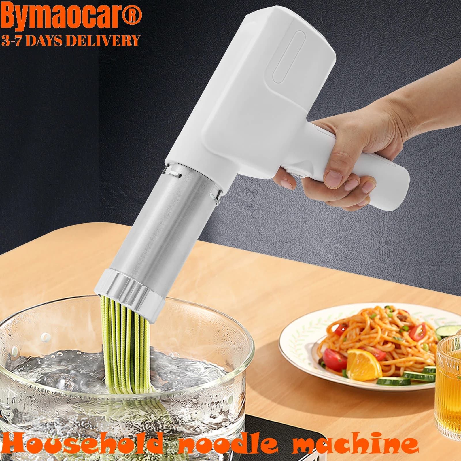 Macchina per pasta elettrica portatile, macchina per noodle domestica portatile senza fili automatica in acciaio inossidabile da 40 W per ristorante da cucina