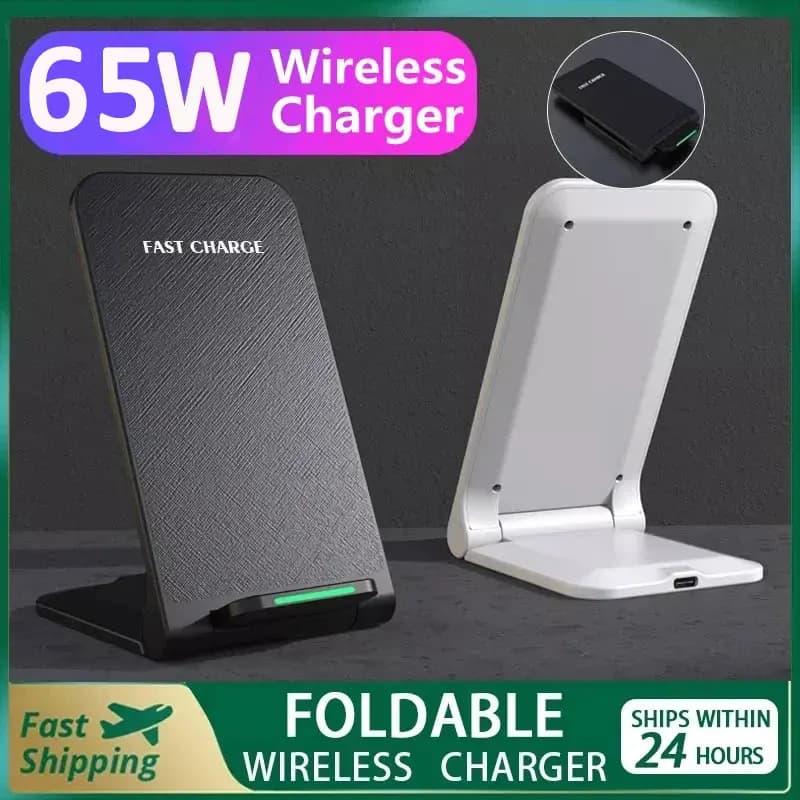 Supporto per caricabatterie wireless da 65 W per iPhone 15 14 13 12 11 Pro X XS Max XR 8 Samsung S22 S21 Dock station di ricarica rapida a induzione