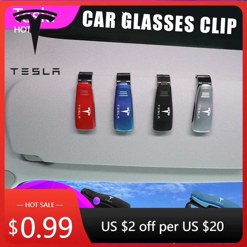 Adesivo per Auto 2025 Nuovo Organizzatore per Occhiali da Sole e Porta Carte Biglietti per Visiera Parasole Tesla Model 3 Roadster SpaceX Model Y