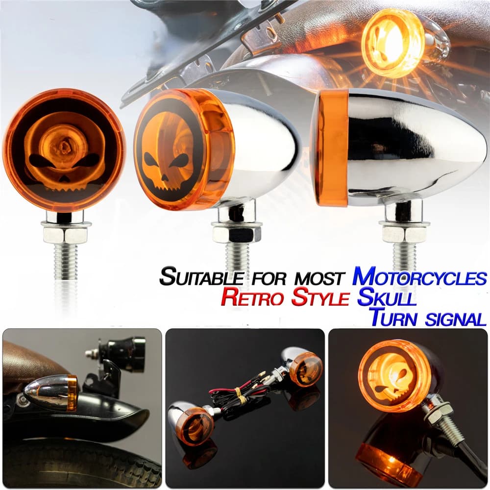 Bullet Arrow Skull indicatore di direzione in metallo per Harley Cruise flasher Lamp Blinker Flasher intermittentes frece Moto