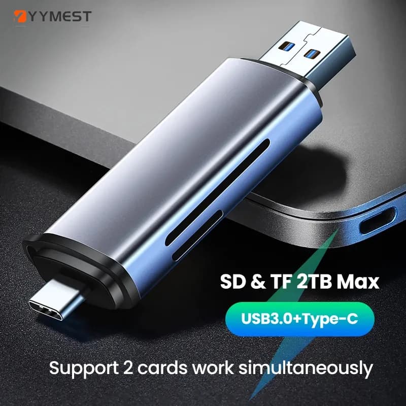 Lettore di schede USB3.0 e USB C a SD MicroSD TF Thunderbolt 3 per PC Accessori per laptop Lettore di schede di memoria intelligente Adattatore per schede SD