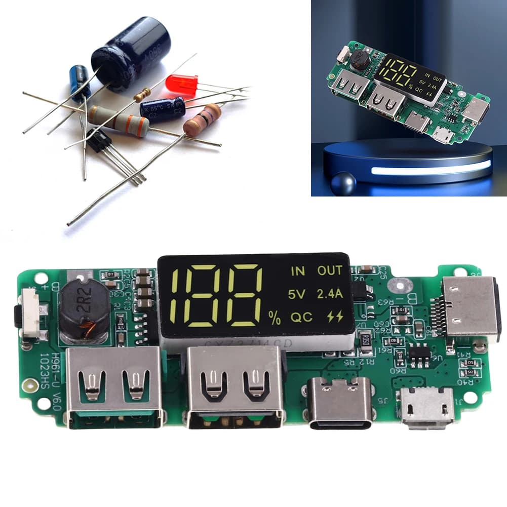 Scheda di protezione del circuito del caricabatteria al litio 18650 con display a LED da sovraccarico Doppio modulo USB Mini tipo C Power Bank 2A