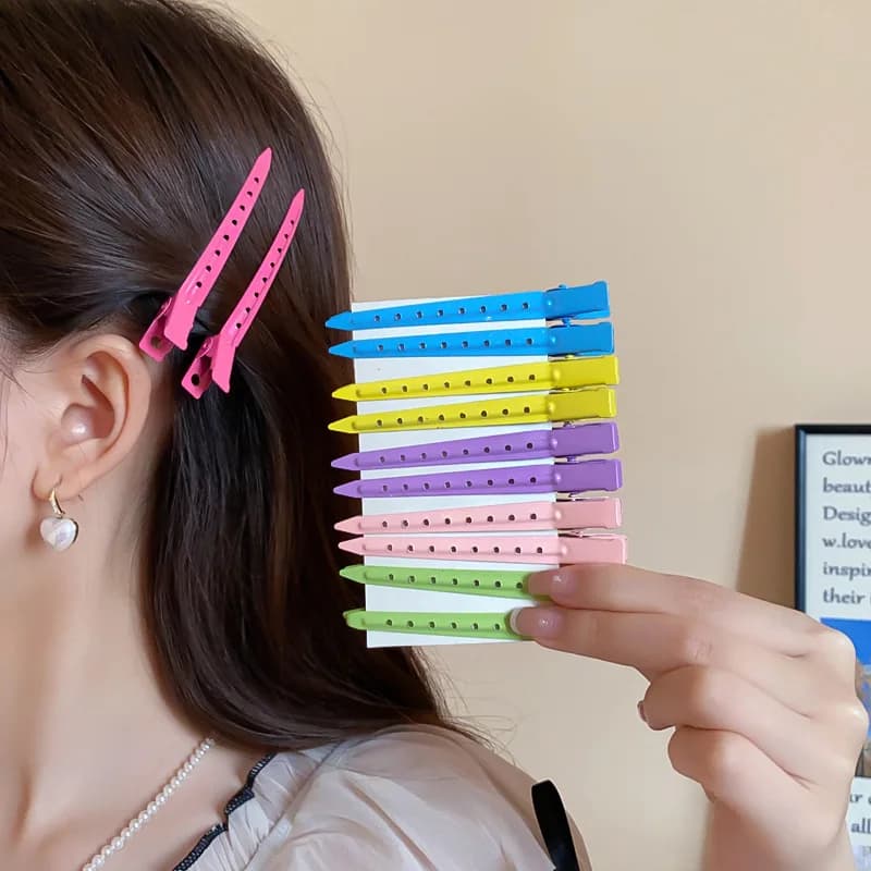 5 Pieces Silver Metal Hair Clips Without Stitching, Colored, No Folding, Professional Clips for Salon, Tools for Wraping Women's Hair