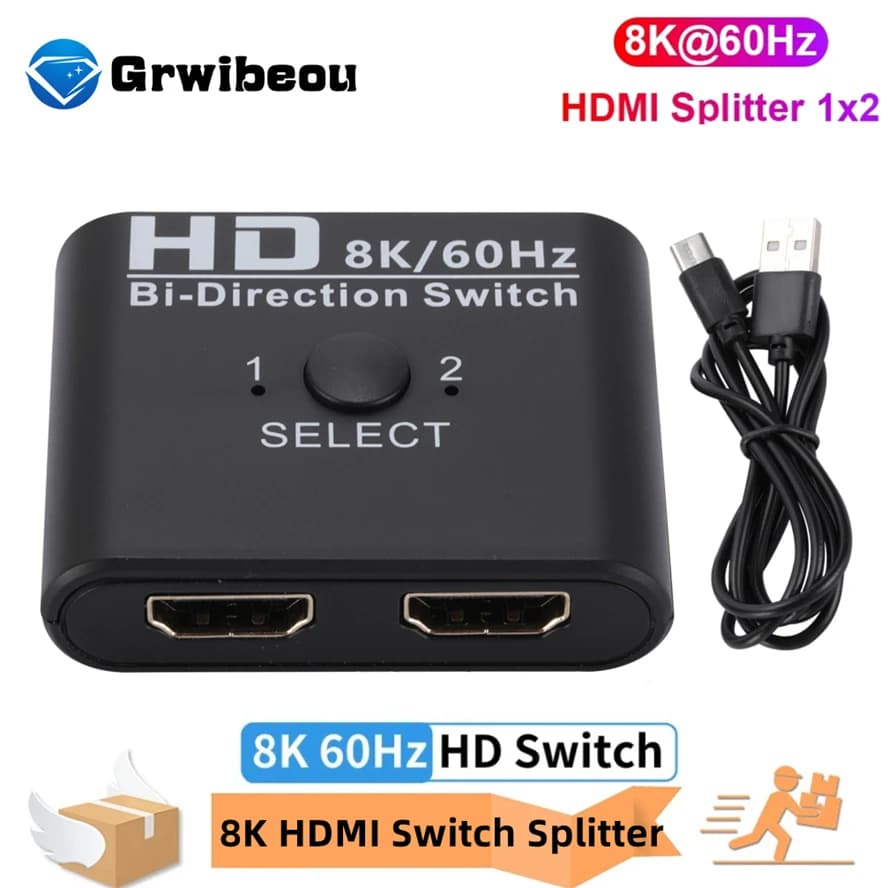 HDMI 1x2/2x1 HDMI 8K 60Hz 2 compatible two-way switcher for switcher monitor TV PS4/3