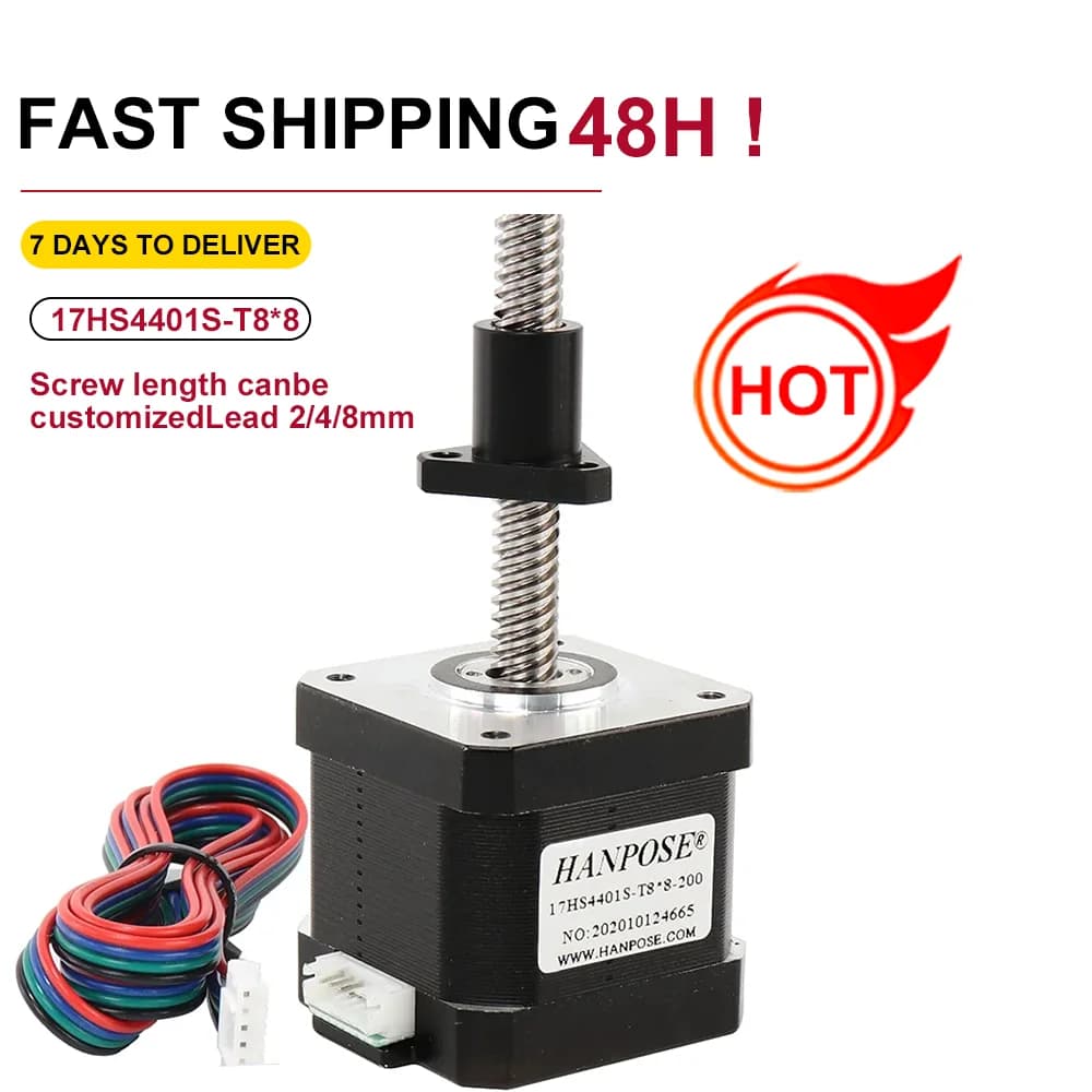 Nema17 17HS4401S-T8 step-by-step motor with screw screw 2/4/8MM 200MM 42 Plastic nuts motor 1M DuPont line for 3D printer.