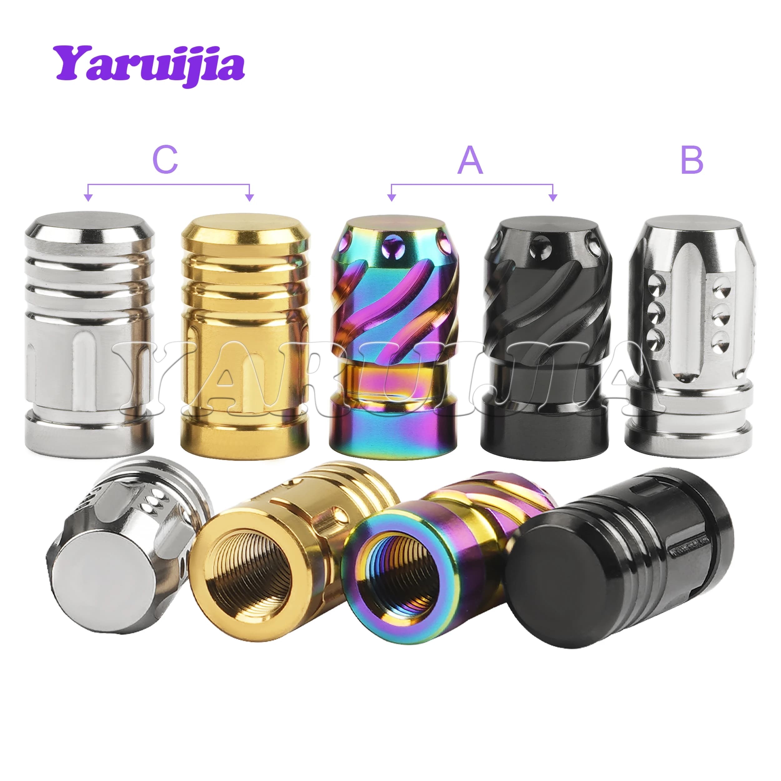Yaruijia Titanium Bike Schrader American coperchio della valvola testa Tappi della valvola per strada MTB Ruota della bicicletta Valvola antipolvere Copertura antipolvere per pneumatici