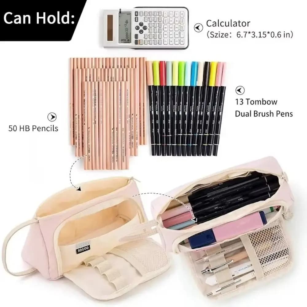 New Oxford Cloth Pen Bag Large Capacity Multifunctional Pencil Case Double-layer Pen Box Students