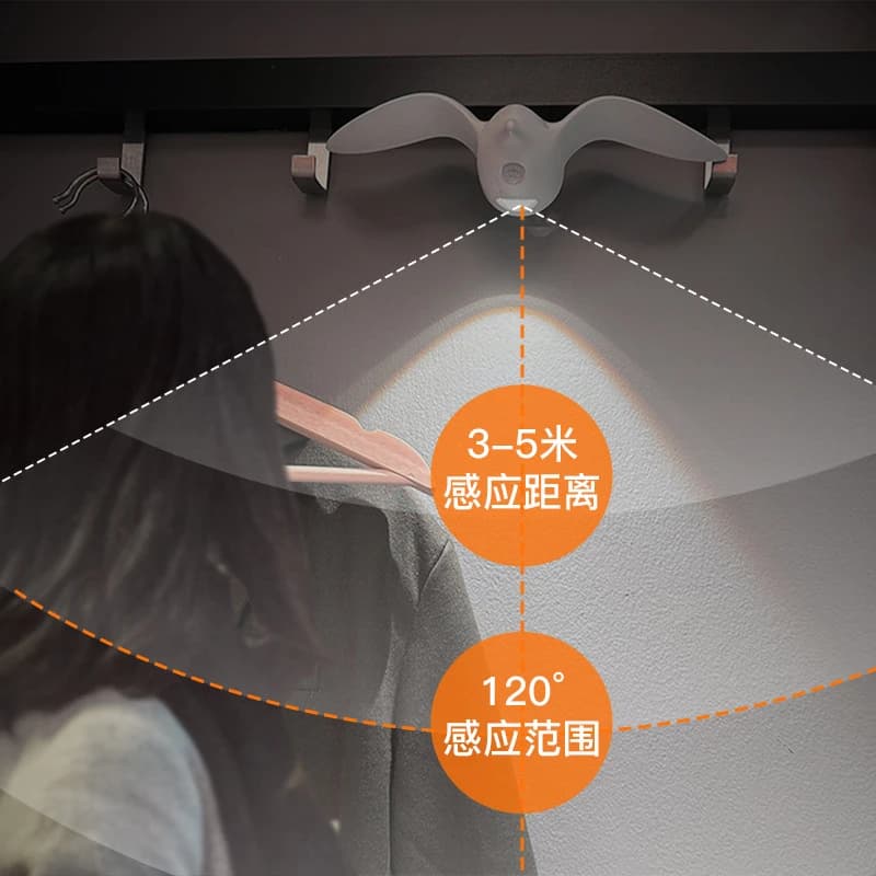 Applique da parete con gabbiano con sensore di movimento luce notturna lampada da parete per uccelli impermeabile alimentata a batteria ricaricabile luce a LED dimmerabile