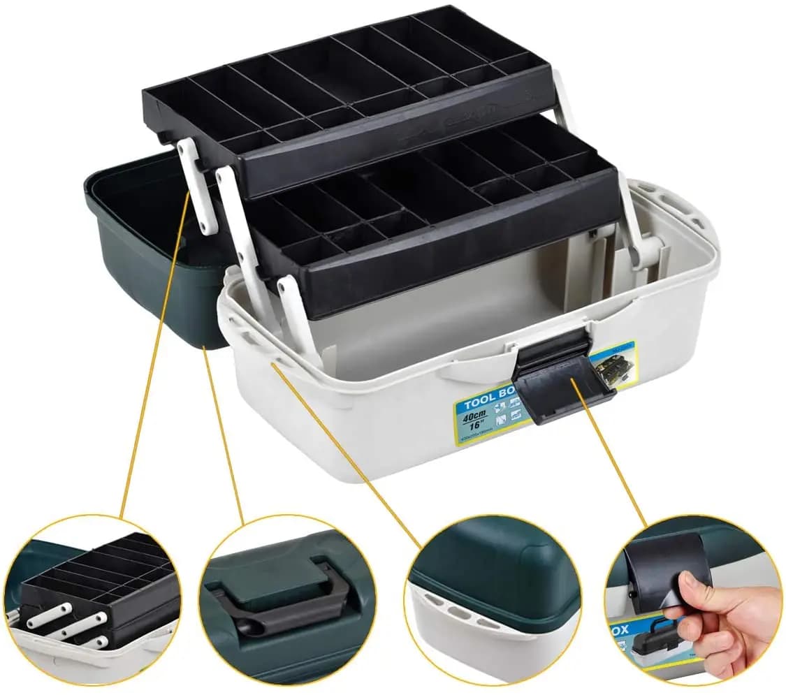Durable Three Tray Hard Plastic Fishing Tackle Box
