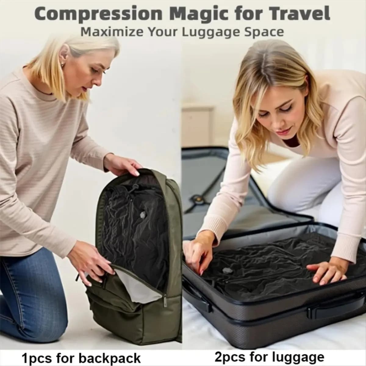 Fits for Vacuum Bags for Travel,Reusable Vacuum Compression Bags for Suitcases,Vacuum Seal Bags for Clothing Travel Essentials