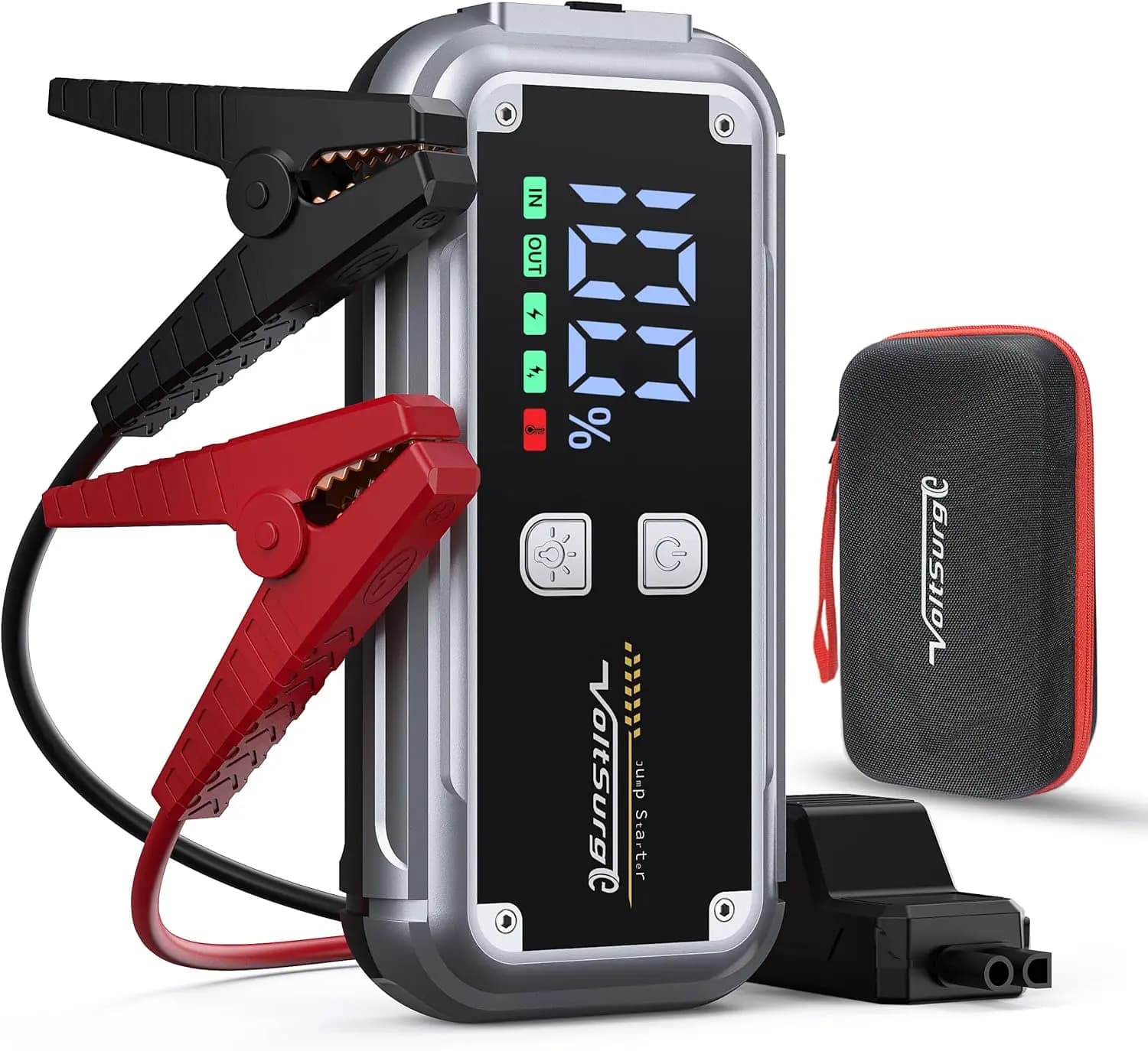 Avviatore d'Emergenza Portatile 12V per Auto con Display LCD, Batteria al Litio, QC3.0 e Luci LED per Motori a Benzina/Diesel