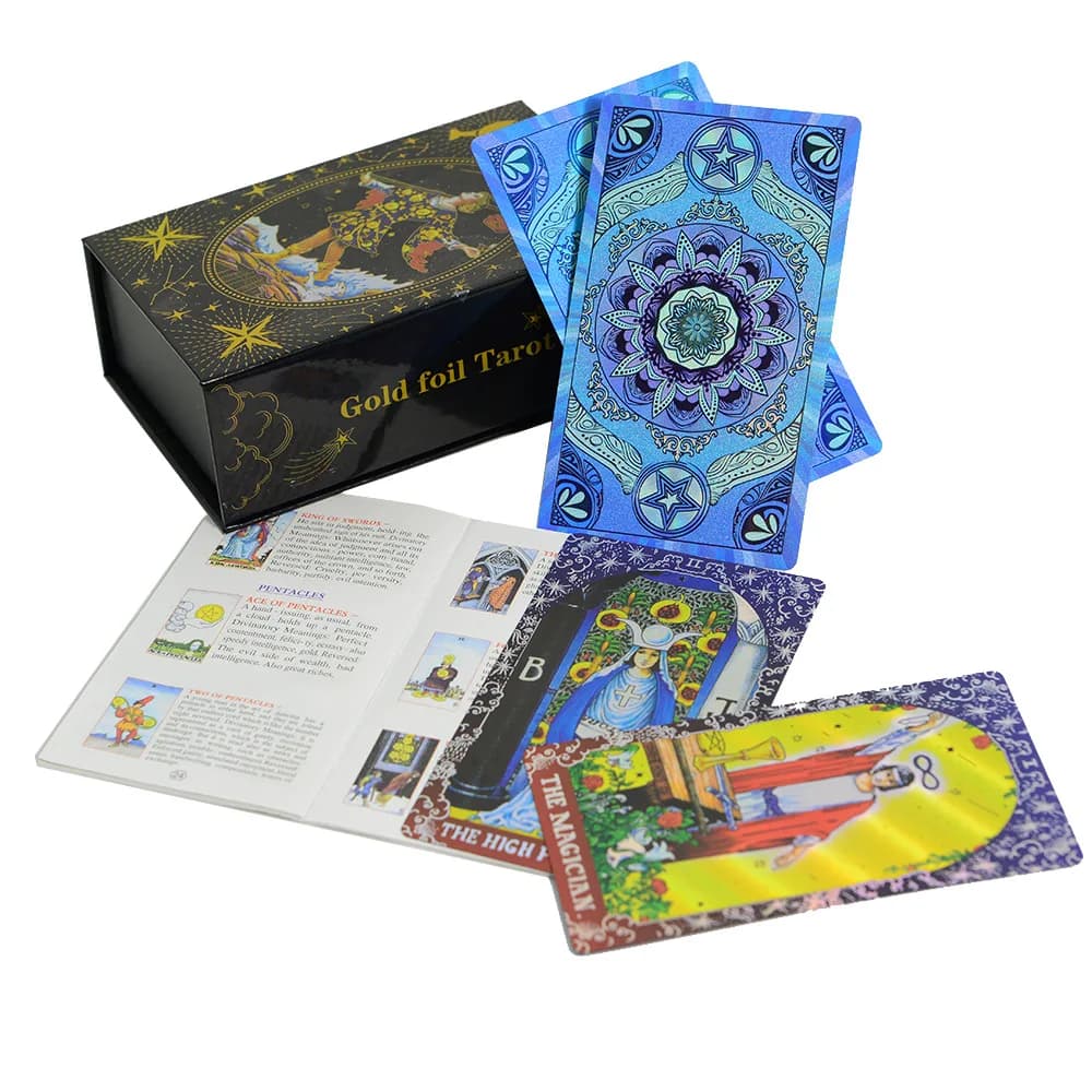 78 pezzi di carte tarocchi classiche blu attesa con libro di guida gioco di predizione del futuro impermeabile mazzo di carte dei tarocchi 12 * 7 cm