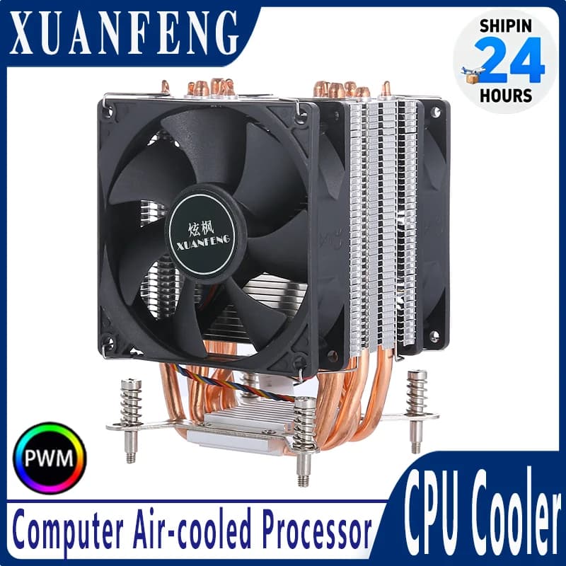Desktop Computer CPU Efficient Cooler with Pure Copper 2/4/6 Heat Pipes Quiet PWM Cooling Fan Install LGA2011 115x 1200 1700 x99