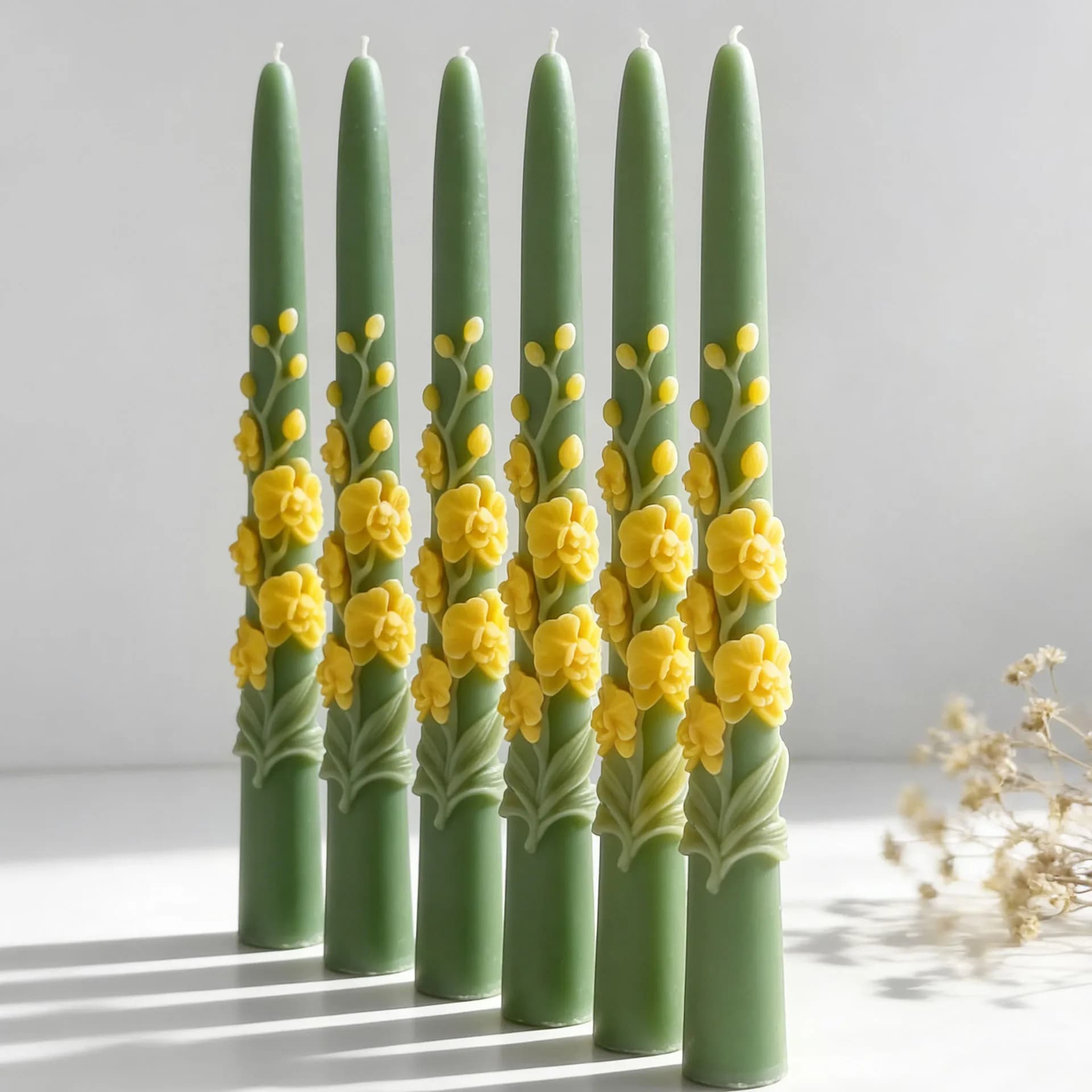 Decorative silicone mold for long flower-shaped candles of Phalaenopsis with relief pattern, for aromatherapy and abrasion