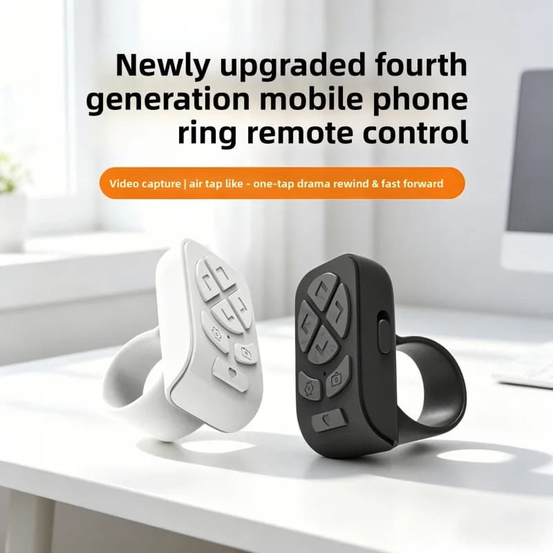 Telecomando ad Anello Bluetooth Portatile per Selfie e Registrazione Video, Controllo Pagina per Instagram e YouTube