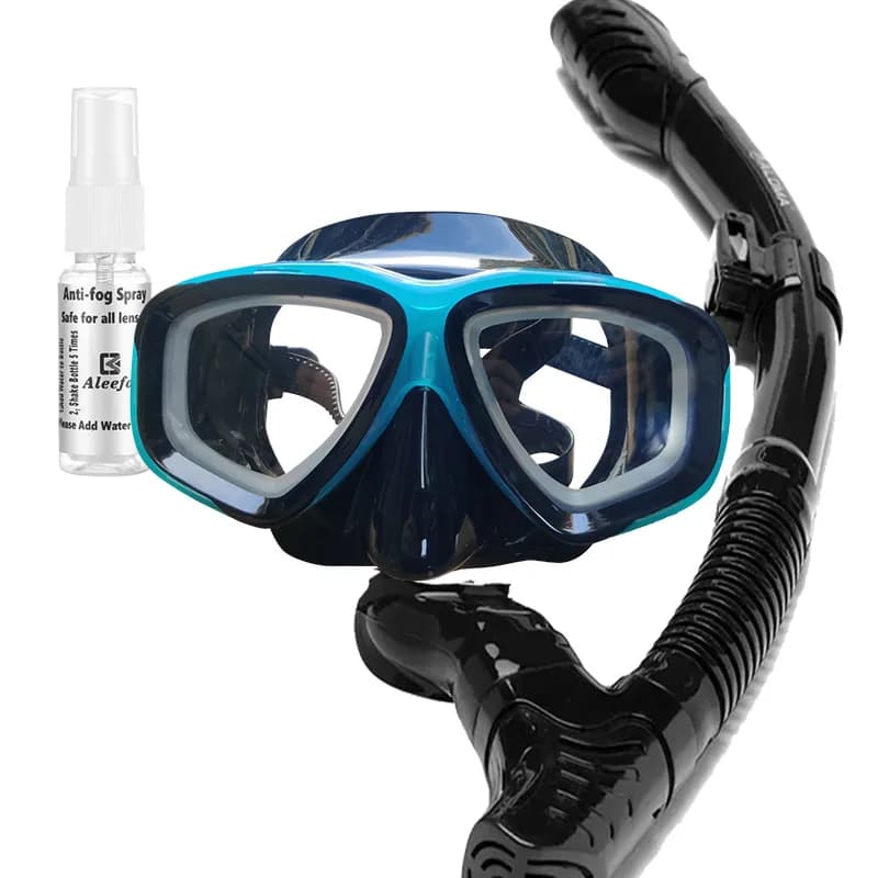 Set di maschere subacquee per boccaglio miopia personalizzato per adulti per adulti con spray antiappannamento, boccaglio superiore asciutto, cinturino regolabile con respirazione libera