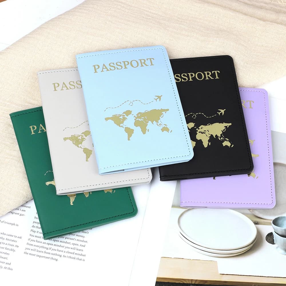 Custodia per passaporto alla moda in pelle PU ID da viaggio Carta di credito Mappa del mondo Porta passaporto Pacchetto Portafoglio Borsa Borse Custodia protettiva