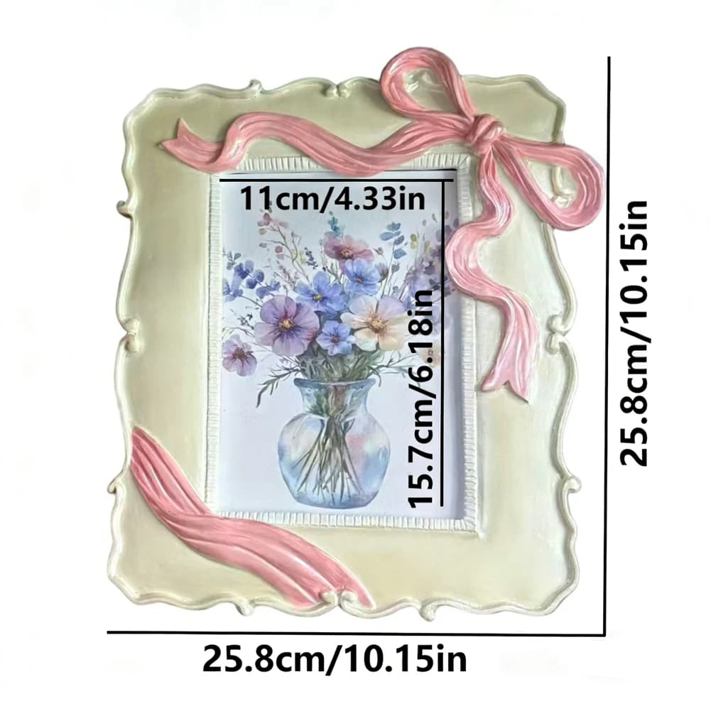 For photo frame for photos Resin photo frame with cute bow Wedding decorations Photo frame with contemporary art window pink