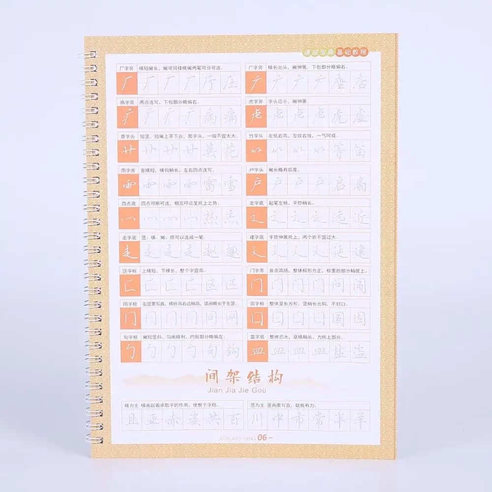 4 Books/set 3D Chinese Characters Reusable Groove Calligraphy Copybook Erasable pen Learn hanzi Adults Art writing books