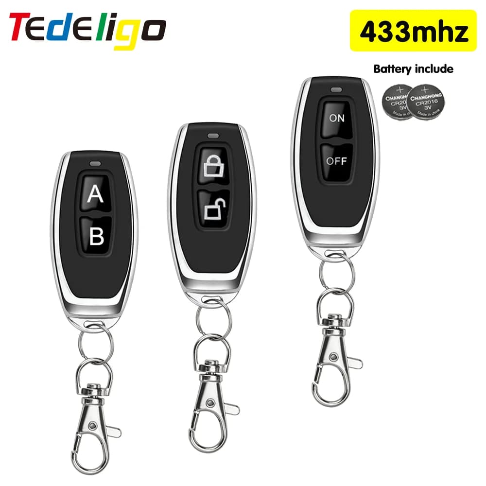 433 MHz Wireless RF Telecomando Pulsante On Off Controller Trasmettitore Universale Nessun Clone Per Cancello Del Garage Porta Lampadina Lampada Portachiavi