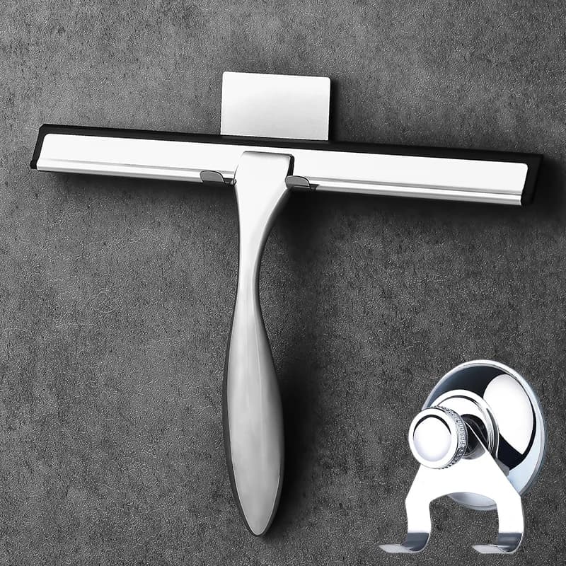 Tergivetro doccia in acciaio inox tergicristallo in Silicone raschietto in gomma con gancio a ventosa gancio per porta 10 ''12'' 14 ''pollici