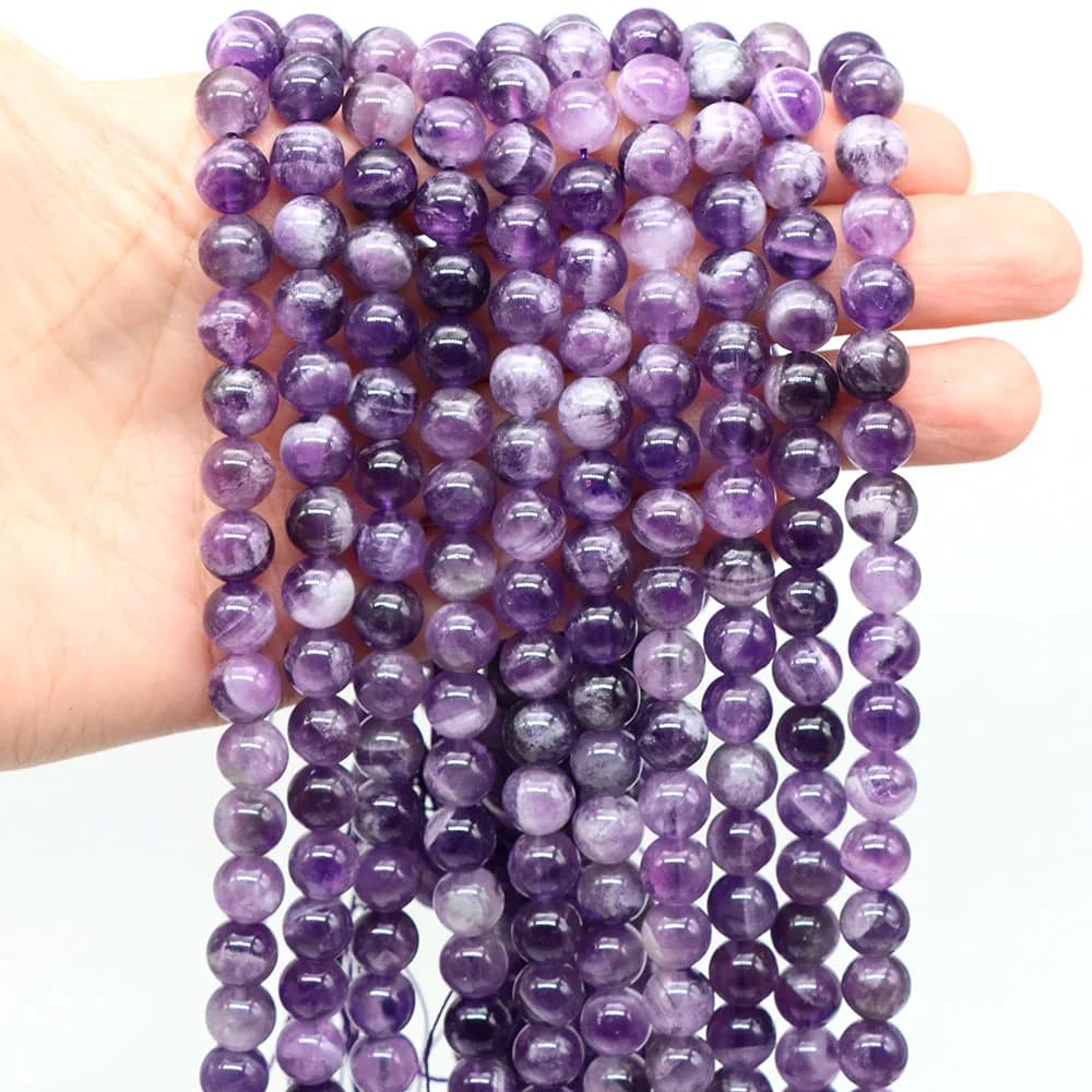 Natural Amethyst Stone Beads 2 3 4 6 8 10mm loose spacer round crystal gems for creation of jewelry necklace DIY bracelet 15"